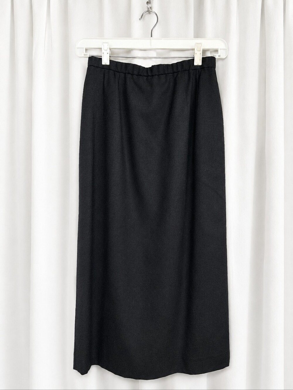 Vintage Pendleton Black Virgin Wool Lined Side Pockets Classic A-Line Midi Skirt